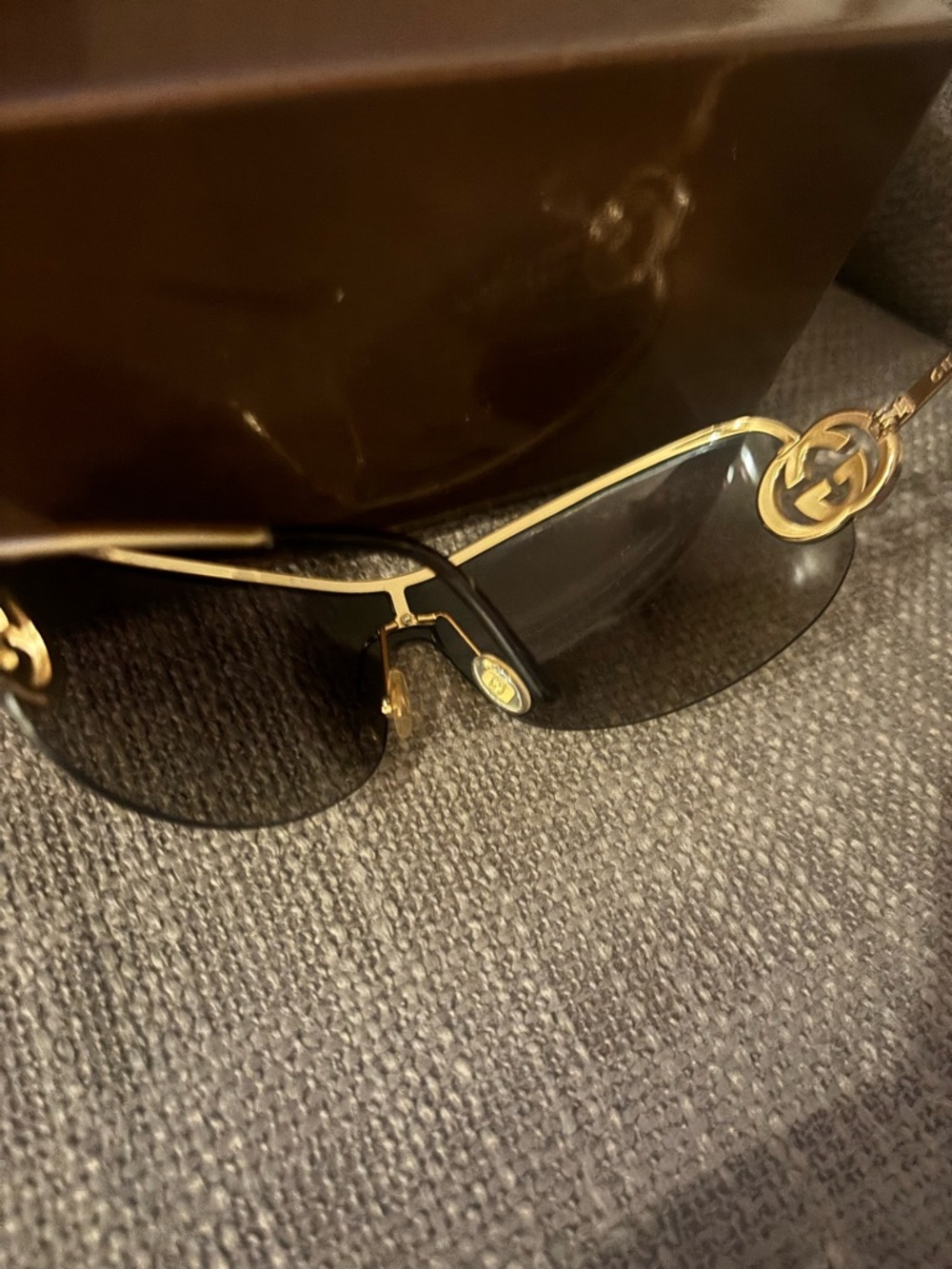 Gucci Men's Brown Gradient Shield Sunglasses with Gold Double-G - Picture 4 of 4
